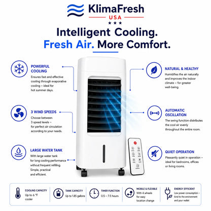 KlimaFresh – Mobile air cooler – No installation required | Cools up to 50 m²