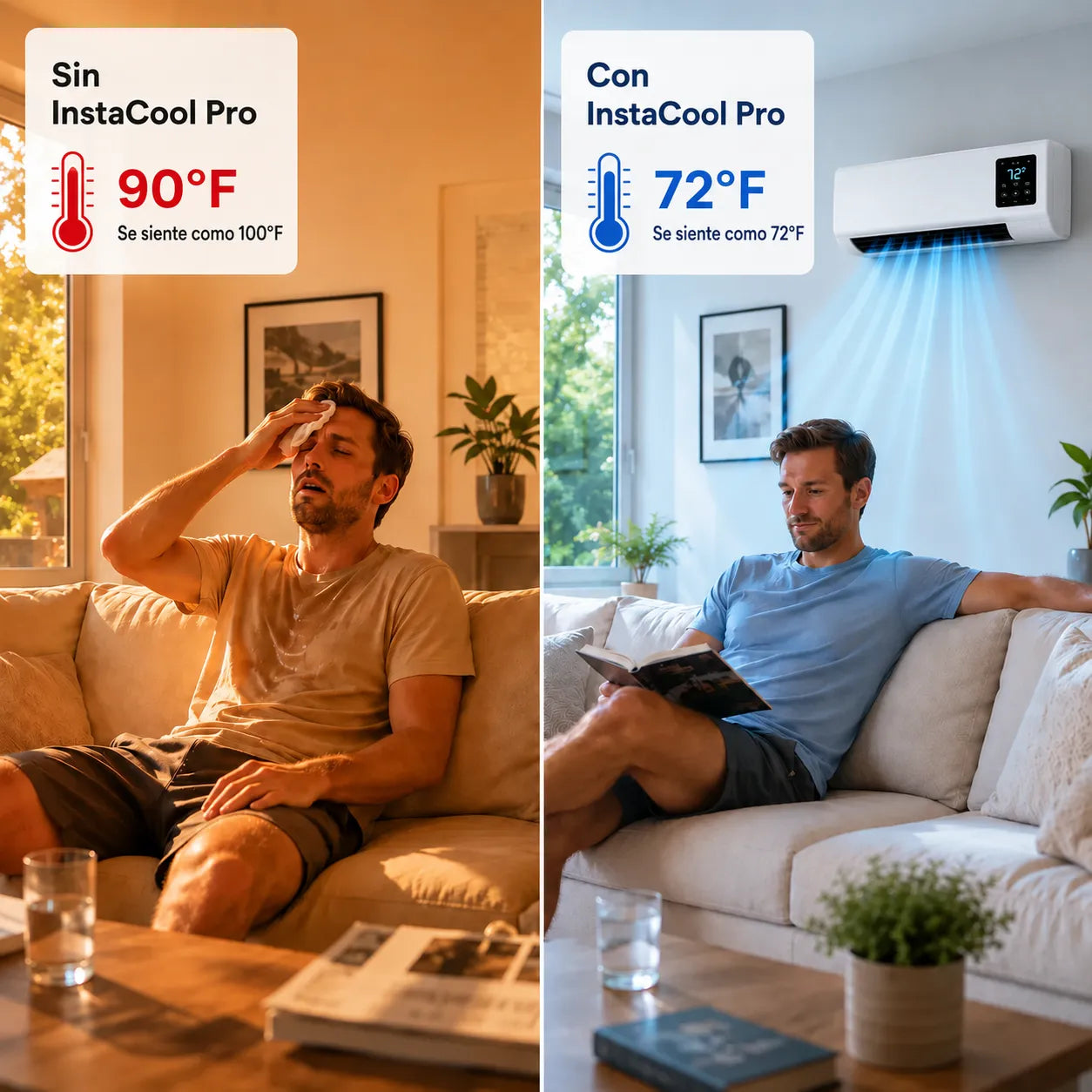 InstaCool Pro - Aire acondicionado y calentador portátil - No requiere instalación - 2 en 1 - Enfría hasta 55m2.
